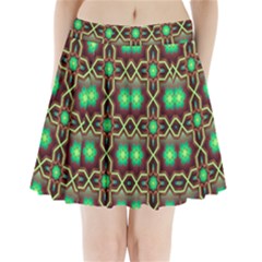 Pattern Background Bright Brown Pleated Mini Skirt