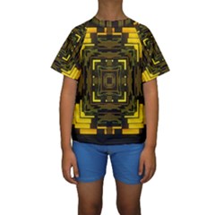 Abstract Glow Kaleidoscopic Light Kids  Short Sleeve Swimwear