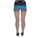 Flowers Turquoise Pattern Floral Skinny Shorts View2