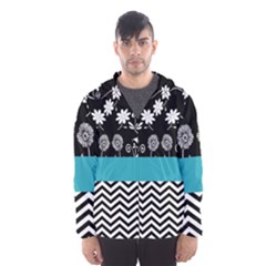 Flowers Turquoise Pattern Floral Hooded Wind Breaker (men)