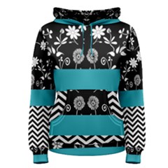 Flowers Turquoise Pattern Floral Women s Pullover Hoodie by BangZart