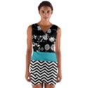 Flowers Turquoise Pattern Floral Wrap Front Bodycon Dress View1