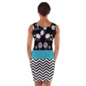 Flowers Turquoise Pattern Floral Wrap Front Bodycon Dress View2