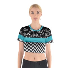 Flowers Turquoise Pattern Floral Cotton Crop Top