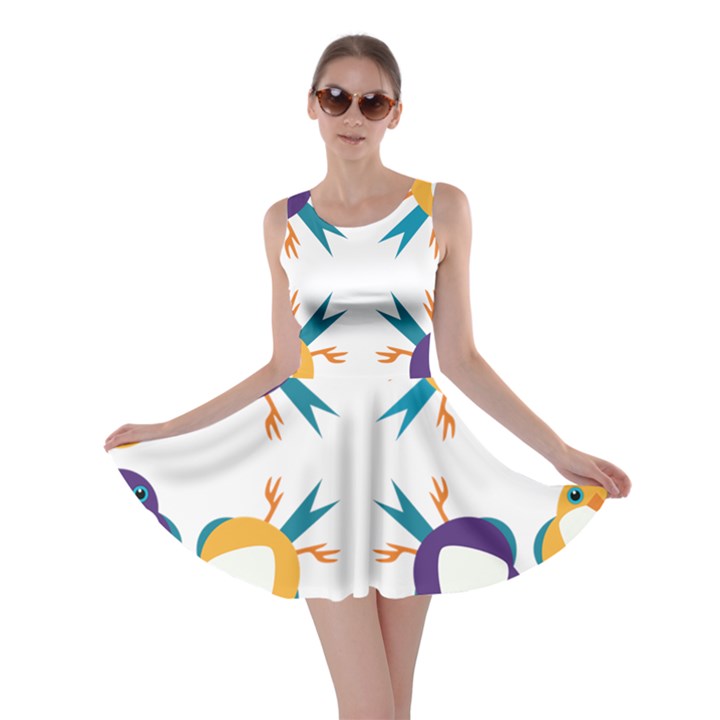 Pattern Circular Birds Skater Dress