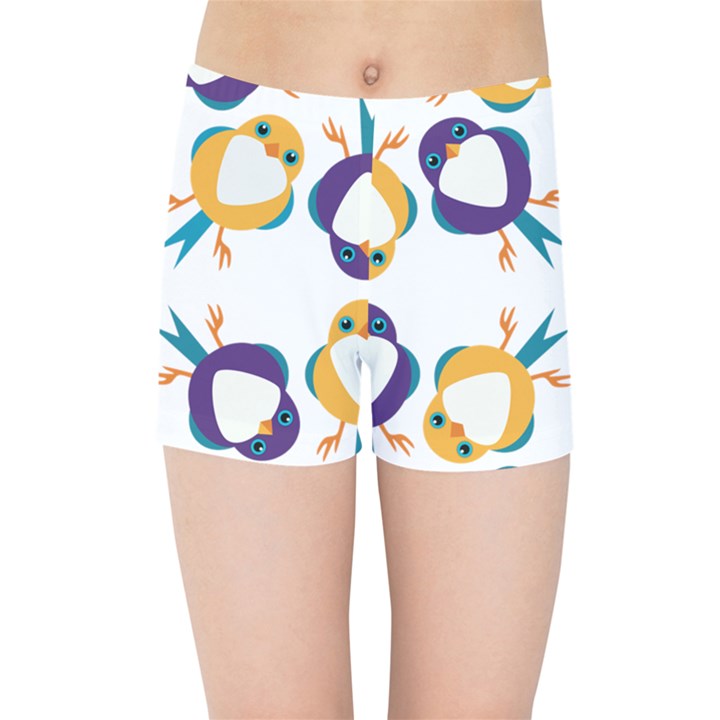 Pattern Circular Birds Kids Sports Shorts