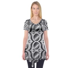 Metal Circle Background Ring Short Sleeve Tunic 