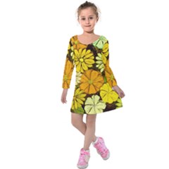 Abstract #417 Kids  Long Sleeve Velvet Dress by RockettGraphics