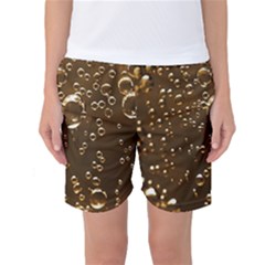 Festive Bubbles Sparkling Wine Champagne Golden Water Drops Women s Basketball Shorts by yoursparklingshop