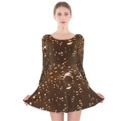 Festive Bubbles Sparkling Wine Champagne Golden Water Drops Long Sleeve Velvet Skater Dress by yoursparklingshop