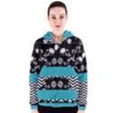 Flowers Turquoise Pattern Floral Women s Zipper Hoodie View1