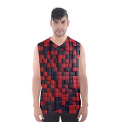 Black Red Tiles Checkerboard Men s Basketball Tank Top by BangZart