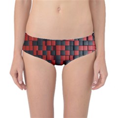 Black Red Tiles Checkerboard Classic Bikini Bottoms by BangZart