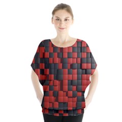 Black Red Tiles Checkerboard Blouse