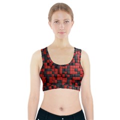 Black Red Tiles Checkerboard Sports Bra With Pocket