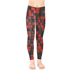 Black Red Tiles Checkerboard Kids  Legging