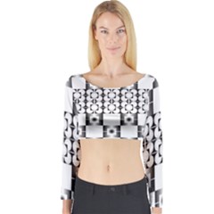 Pattern Background Texture Black Long Sleeve Crop Top