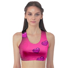 Background Heart Valentine S Day Sports Bra