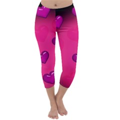 Background Heart Valentine S Day Capri Winter Leggings 