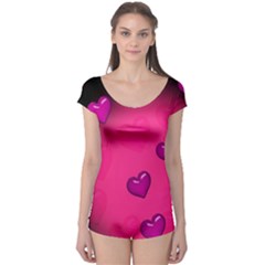 Background Heart Valentine S Day Boyleg Leotard 