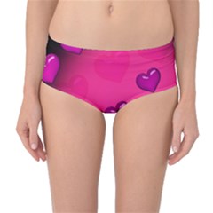 Background Heart Valentine S Day Mid-waist Bikini Bottoms