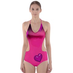 Background Heart Valentine S Day Cut-out One Piece Swimsuit