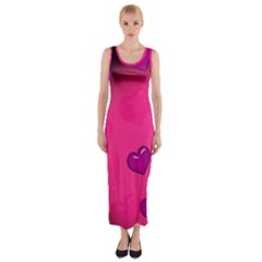 Background Heart Valentine S Day Fitted Maxi Dress by BangZart