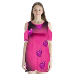 Background Heart Valentine S Day Shoulder Cutout Velvet  One Piece by BangZart