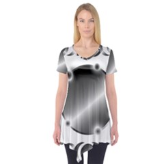 Metal Circle Background Ring Short Sleeve Tunic 