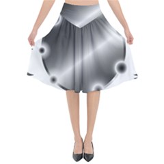 Metal Circle Background Ring Flared Midi Skirt