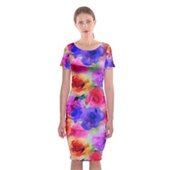 Floral Pattern Background Seamless Classic Short Sleeve Midi Dress
