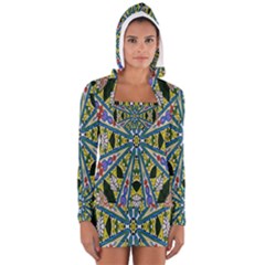 Kaleidoscope Background Long Sleeve Hooded T-shirt