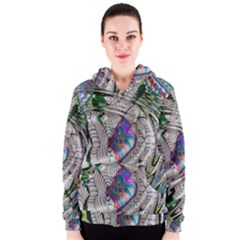 Water Ripple Design Background Wallpaper Of Water Ripples Applied To A Kaleidoscope Pattern Women s Zipper Hoodie