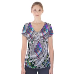 Water Ripple Design Background Wallpaper Of Water Ripples Applied To A Kaleidoscope Pattern Short Sleeve Front Detail Top by BangZart