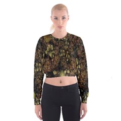 Wallpaper With Fractal Small Flowers Cropped Sweatshirt