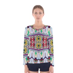 Kaleidoscope Background  Wallpaper Women s Long Sleeve Tee