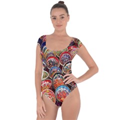 Colorful Oriental Bowls On Local Market In Turkey Short Sleeve Leotard  by BangZart