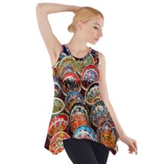 Colorful Oriental Bowls On Local Market In Turkey Side Drop Tank Tunic by BangZart