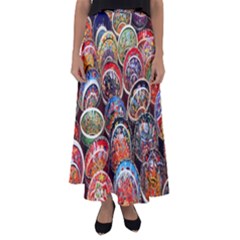 Colorful Oriental Bowls On Local Market In Turkey Flared Maxi Skirt by BangZart