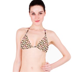 Random Leaves Pattern Background Bikini Top