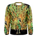 Unusual Peacock Drawn With Flame Lines Men s Long Sleeve Tee View1