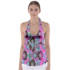 Floral Pattern Background Babydoll Tankini Top