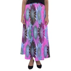 Floral Pattern Background Flared Maxi Skirt