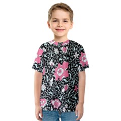 Oriental Style Floral Pattern Background Wallpaper Kids  Sport Mesh Tee