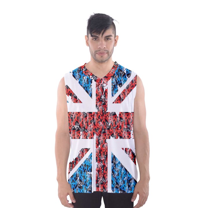 Fun And Unique Illustration Of The Uk Union Jack Flag Made Up Of Cartoon Ladybugs Men s Basketball Tank Top