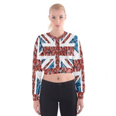 Fun And Unique Illustration Of The Uk Union Jack Flag Made Up Of Cartoon Ladybugs Cropped Sweatshirt