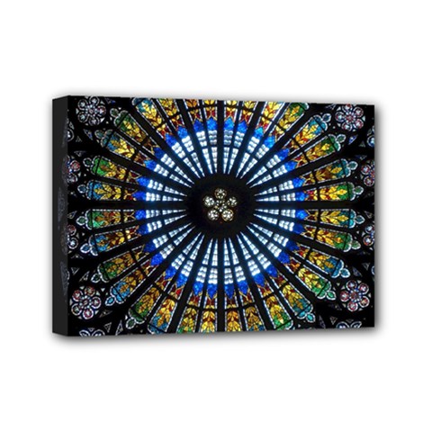 Stained Glass Rose Window In France s Strasbourg Cathedral Mini Canvas 7  X 5  by BangZart