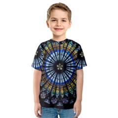 Stained Glass Rose Window In France s Strasbourg Cathedral Kids  Sport Mesh Tee