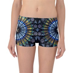 Stained Glass Rose Window In France s Strasbourg Cathedral Reversible Boyleg Bikini Bottoms