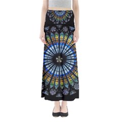 Stained Glass Rose Window In France s Strasbourg Cathedral Full Length Maxi Skirt